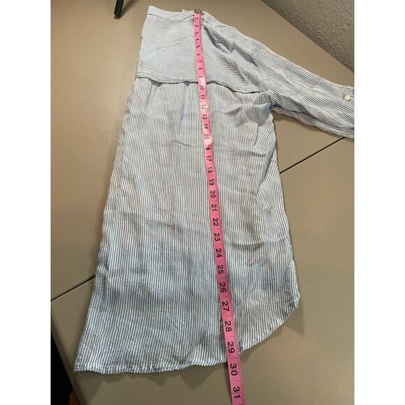 Nine West Large Beachy Shirt Long sleeve Striped Blue Lightweight Swim Cover up - Picture 5 of 6